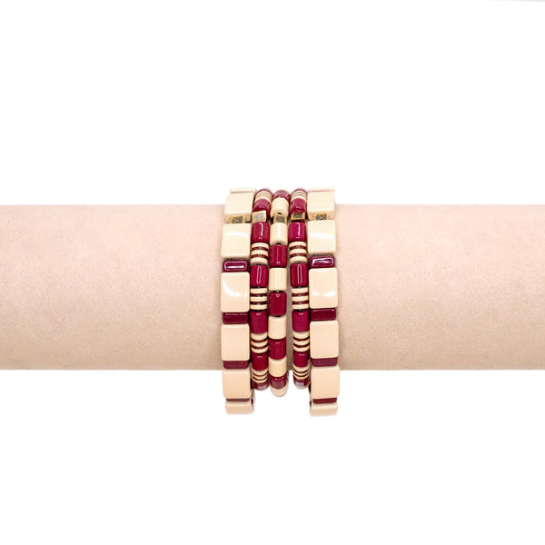 Set 5 Bracciali Smaltato Mix Avana - Rosso